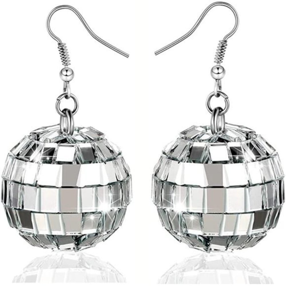 Disco Ball Earrings 24mm 70'S Disco Punk Earrings for Women Girls Jewelry